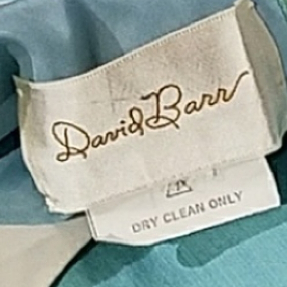 Vintage DRESS David Barr Maxi EVENING Long sleeve LIGHT BLUE WHITE - Picture 9 of 9